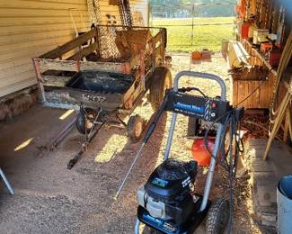 Pressure Washer, Seed Spreader, Trailer