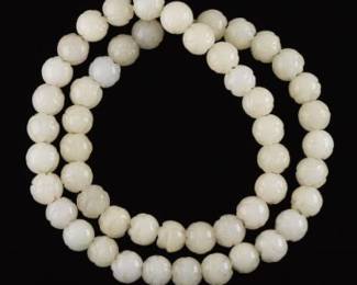 Chinese Carved Jade Bead Necklace