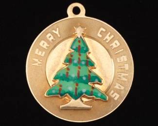 Vintage Gold Merry Christmas Charm