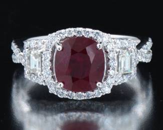 Ladies Natural Ruby and Diamond Ring