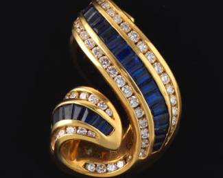 Charles Krypell 18k Gold, Sapphire and Diamond Slider Pendant