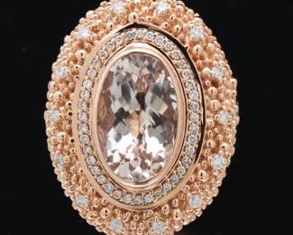Ladies Morganite and Diamond Ring
