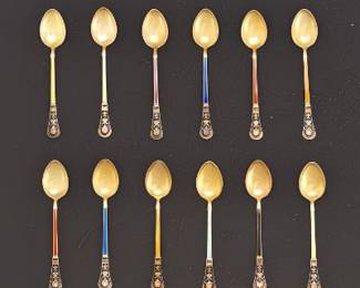 Norne Sterling and Enameled Spoons