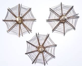 Three Sterling Silver Spider Webs with Spiders