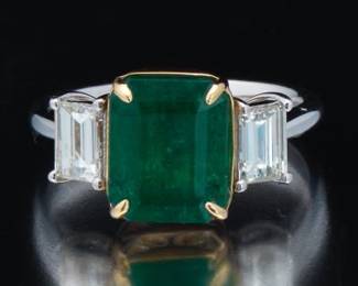 Ladies 5.24 Carat Emerald and Diamond Ring
