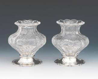 Pair of Gorham Silver and Cut Glass Bud Vases
