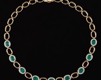 Ladies 15.52 Emerald and Diamond Necklace
