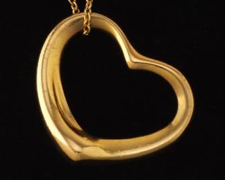 Tiffany Co Elsa Peretti Heart Pendant on Chain