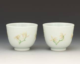 A Pair of Porcelain Wine Cups