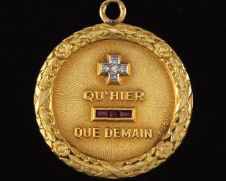 Alphonse Augis French Gold Quhier  Que demain Pendant