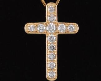 Ladies Italian Gold and Diamond Cross on Chain