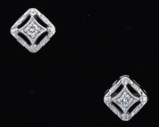 Ladies Pair of Gold and Diamond Ear Studs