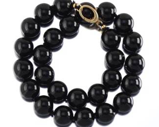 Ladies Oversized Onyx Bead Necklace