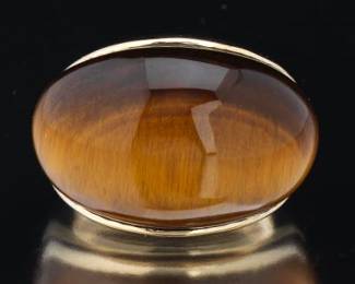 Ladies Gold and Carved Tiger Eye Ring