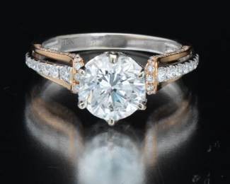 Ladies 2.13 Carat D SI2 Round Brilliant Cut Diamond,