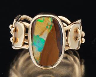 Ladies Custom Made Gold and Boulder Opal Ring