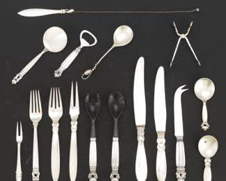 Sixteen Pieces of Assorted Georg Jensen Tableware Pieces