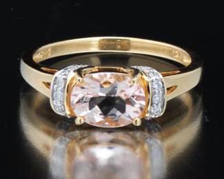 Ladies Gold, Morganite and Diamond Ring