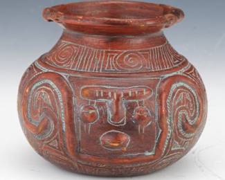 Marajoara Terracotta Face Vessel