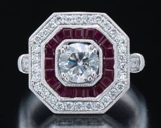 Art Deco Style Diamond and Ruby Ring