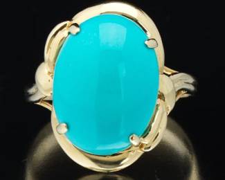 Ladies Turquoise Cabochon Ring