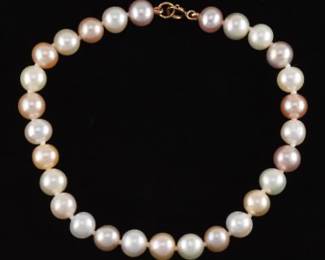 Ladies Gold, White and Pastel Color Pearl Bracelet