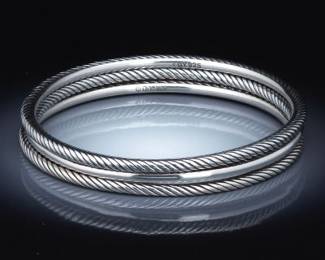 David Yurman Three Sterling Silver Bangles
