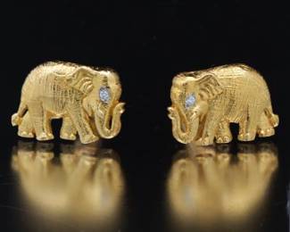 Pair of Gold and Diamond Elephant Cufflinks