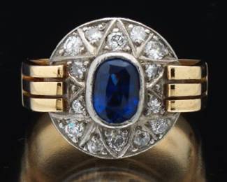 Retro Sapphire and Diamond Ring