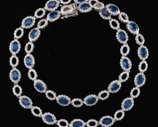 Classic Natural Sapphire and Diamond Necklace