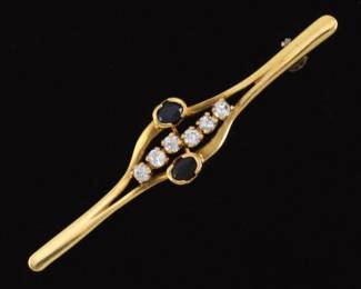 Ladies Diamond and Sapphire Bar Brooch