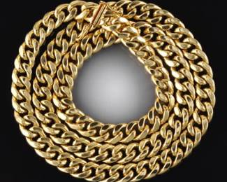 Classical Gold Beveled Curb Link Necklace