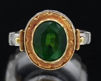 Sarosi Green Tourmaline and 18k Gold Ring