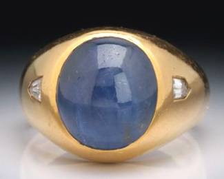 Gentlemans 21.50 ct Sapphire and Diamond Ring