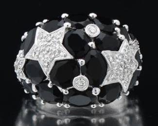 Ladies Diamond and Onyx Star Cocktail Ring