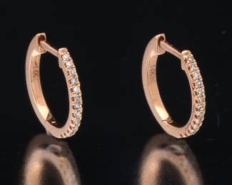 Ladies pair of Gold and Diamond Mini Hoops