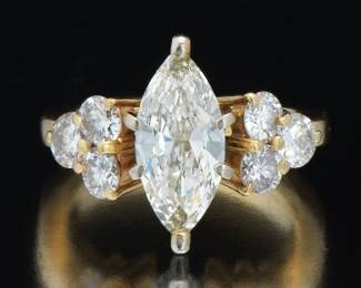 Ladies 1.37 Carat Marquis Diamond Ring