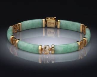 Ladies Gold and Jadeite Jade Bracelet