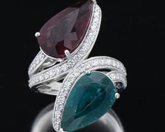 Ladies Tourmaline and Diamond Ring
