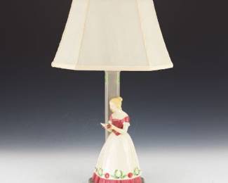 Wiener Kermis Austrian Pottery Figural Lamp with Silk Shade