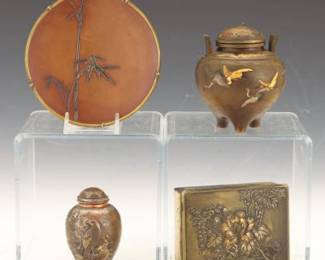 Japanese Mix Metals Four Cabinet Objects