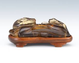 Chinese Citrine Carved of a Horse and Monkey