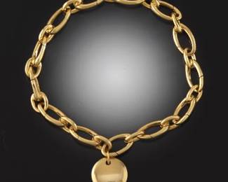 Tiffany Co. 18K Gold Chain Bracelet with Charm