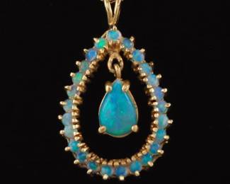 Ladies Gold and Opal Pendant on Chain