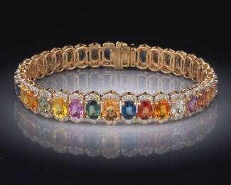 Ladies Fancy Color Sapphire and Diamond Bracelet