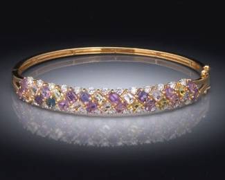 Ladies Natural Sapphire and Diamond Bangle Bracelet