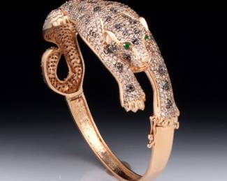 Spectacular EFFY Gold and Diamond Leaping Panther Bangle