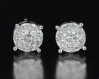 A Pair of Diamond Cluster Earrings
