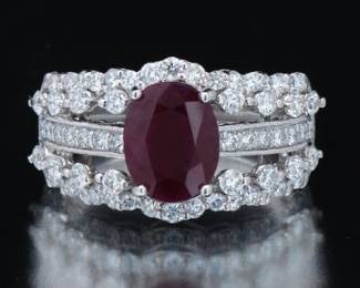 Ladies Burmese Ruby and Diamond Ring, GIA Report