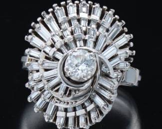 Ladies Platinum and Diamond Spiral Seashell Style Ring, IGI Report